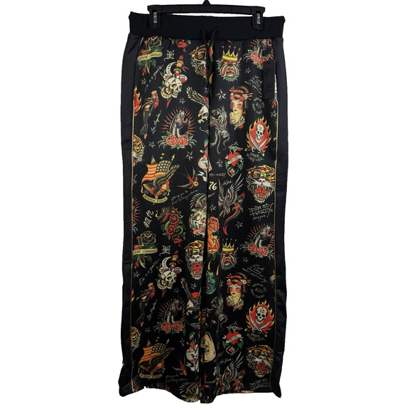 New Ed Hardy Shrunken Flashboard Tracksuit 2 Pc Crop Jacket Wide Leg Pants Y2K - Picture 3 of 16